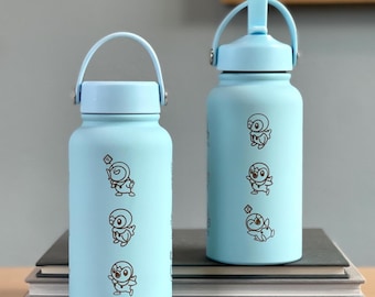 Piplup Wasserflasche Gravierte Becher Thermos, Sinnoh Starter Pinguin Anime Gamer Wasserflasche, Geburtstag Tee Kaffee Flasche Geschenk Für Männer Jungen