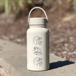 Ninetales Water Bottle Engraved Coffee Tumbler with Sleeping Ninetales, Gamer Anime Fan Waterbottle Travel Mug Thermos Birthday Gift