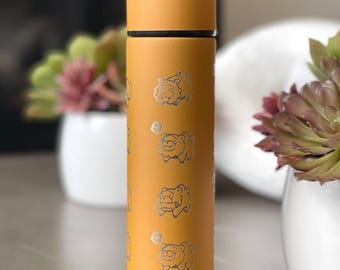 Vaso de café Bidoof brillante con infusor de té, diseño de roca de corte esclavo HM, divertido meme de botella de agua, taza de viaje, regalo