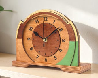 Wooden Desk Clock Shelf Decor