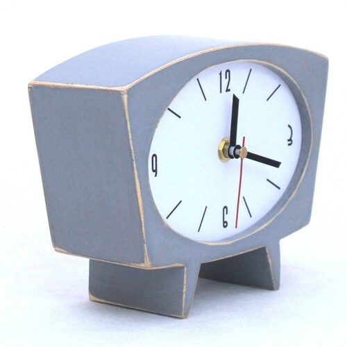Gray Desk Clock Grey Table Clock Vintage 70s Style handmade Etsy