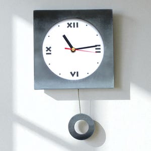 Pendulum Wall Clock, Shaded Gray and Black, Wooden Wall Decor