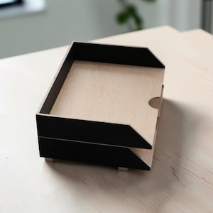 Set aus 2 Holz A4 Papierablagen Schreibtisch Organizer Stapelbar Schulanfang