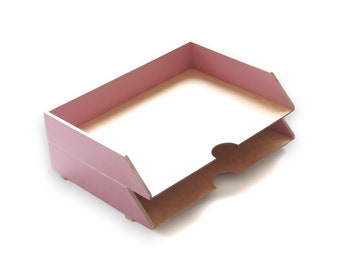 Wooden Paper Tray Holder 2pcs Pink, Desk Oganizer Mail, Desk Office Accessories, 2 Stages Office Document trays Stackable, Desk set A4 paper