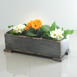 Hand-Painted Wooden Planter Box: Windowsill Herb & Flower Garden Decor