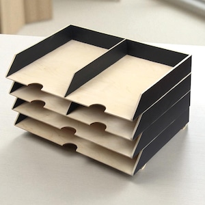 Bandeja Organizadora de Escritorio A3 – Organizador de Papel de Madera Apilable para Documentos A4 y A3 | Juego Personalizado