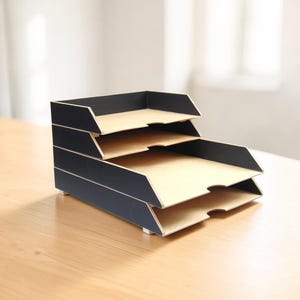 Stapelbaar Houten Bureau Organizer - 2 Laags Papierlade Set A3 A4 - Studenten Bureau Opslag