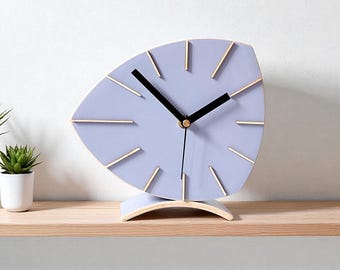 Wooden Desk Clock Silent Minimalist Scandinavian Lavender