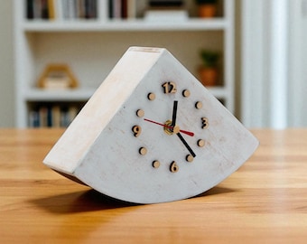 Silent White Wooden Desk Clock, Rustic Shabby Chic Style