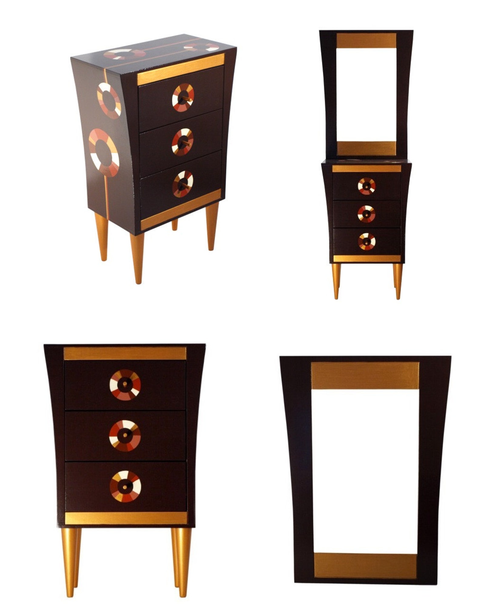 Handmade Wooden Chest of Drawers With Frame Hand Painted Etsy