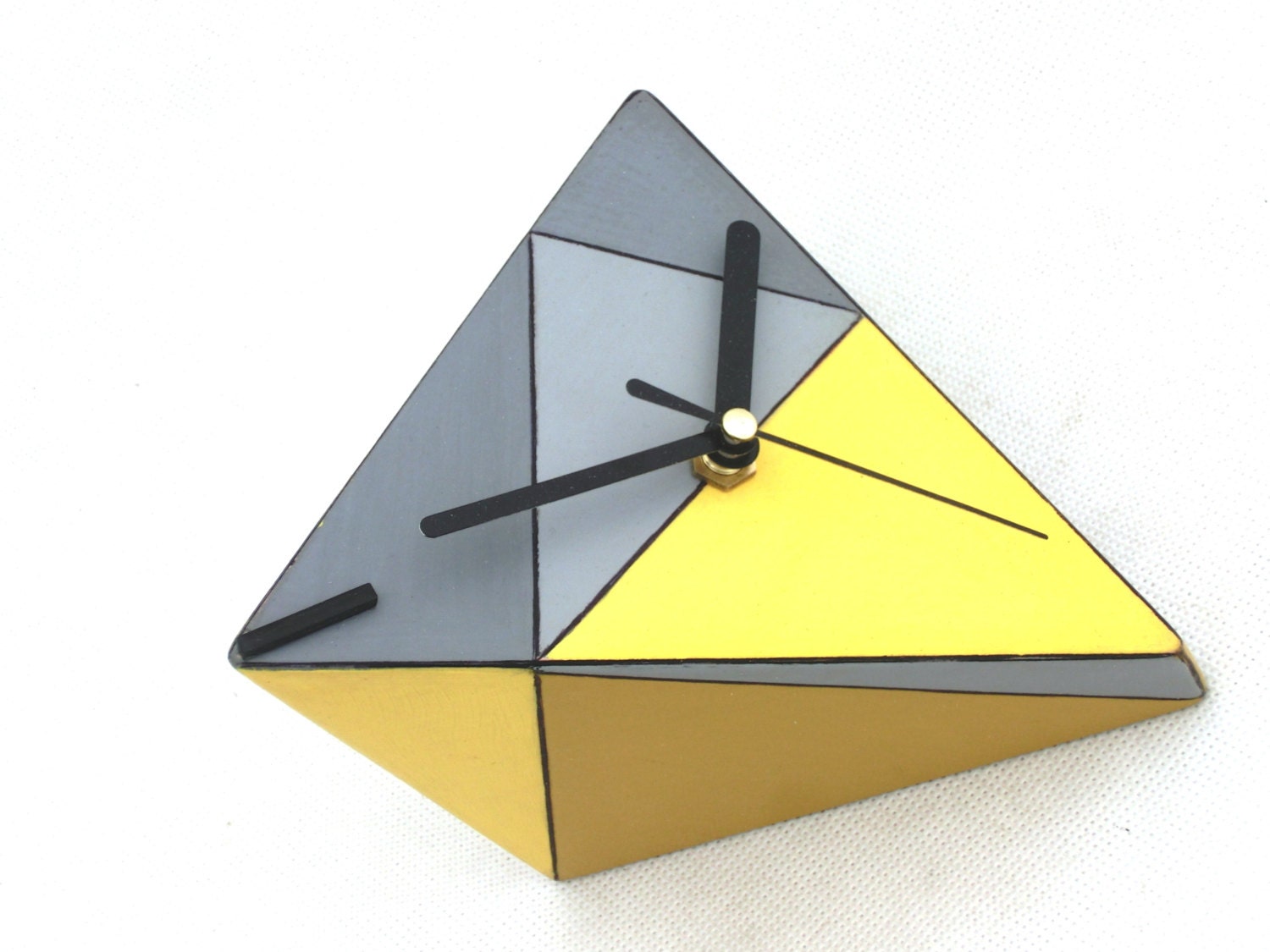 Yellow Desk Clock Spicy, Wood Unique gift, Table clock, Geometric ...