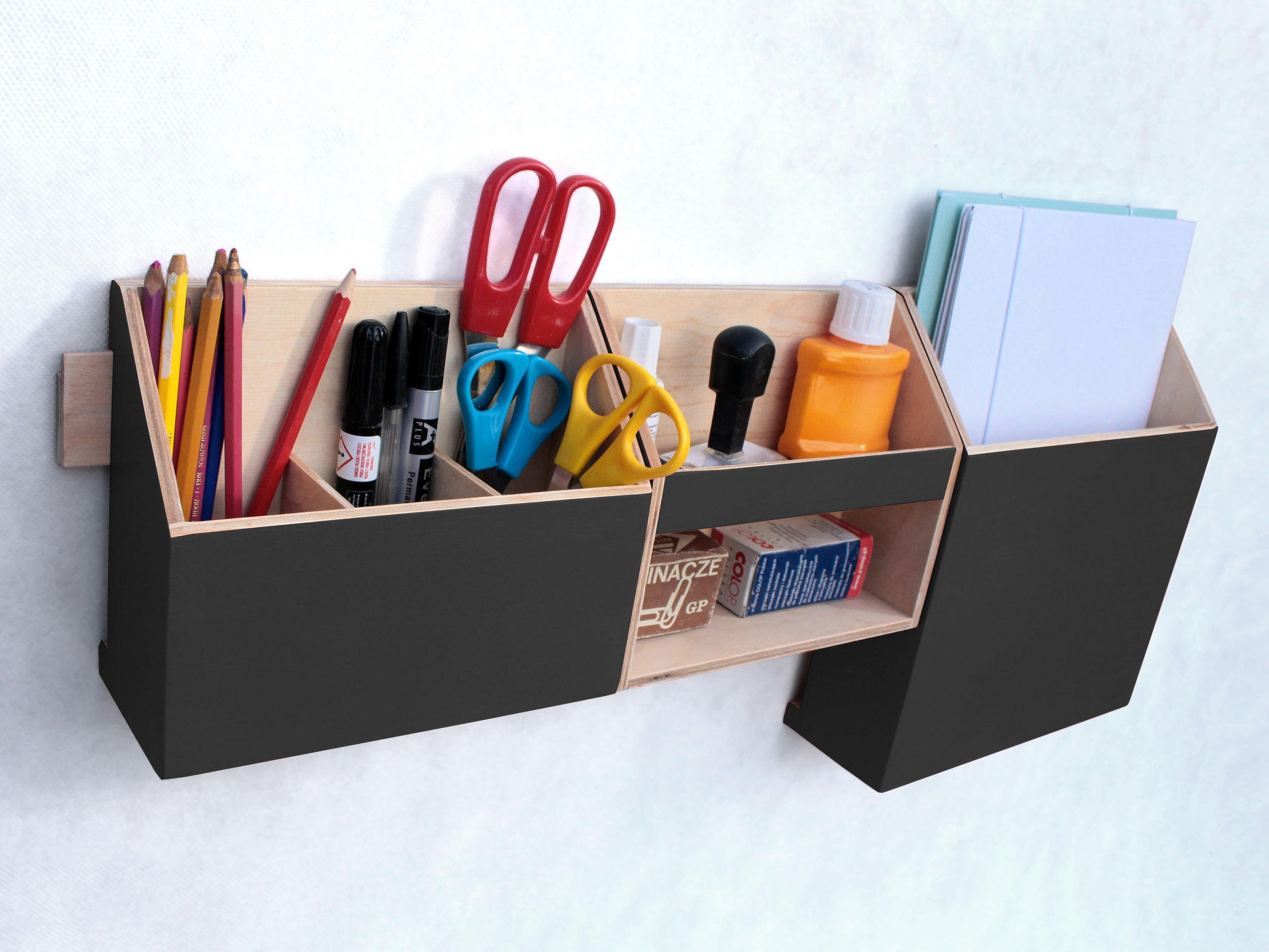 Organizer Black, 0ffice accessories, Wall organizer Black acrylic, Command  Center, Mail Organizer, Pen holder, Desk accesories, Office set