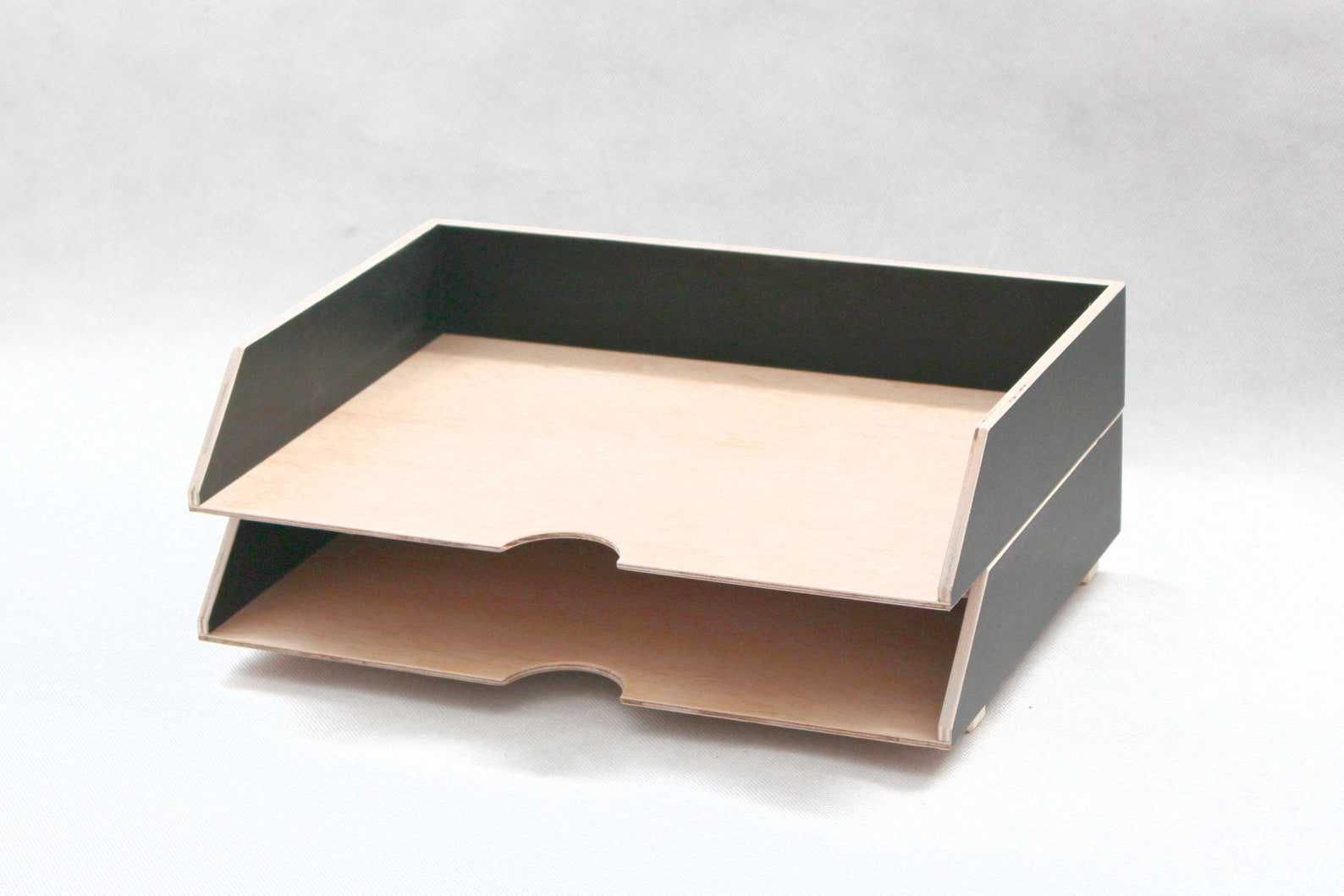 Black Paper Tray Holder Wood Oganizer Mail Set Desk Etsy
