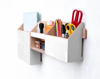 White Wooden Wall Organiser, Mail And Desk Storage
