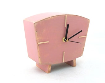 Table clock Pink, Dusty pink Handmade Wood Desk clock, Vintage Style,Wedding gift, Unique home decor, Birthday gift, Pink decor