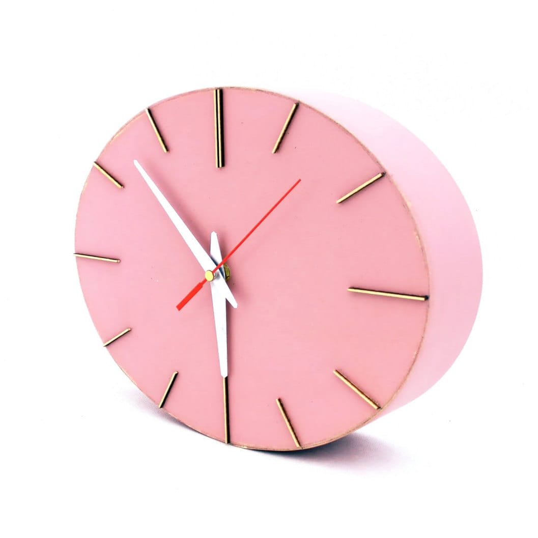 FREE SHIPPING Wall Clock, Powder Pink Wood clock, Wall clock Rouge