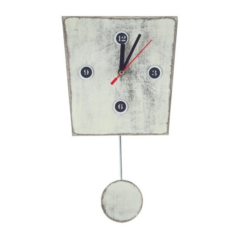White Clock With Pendulum Wall Decor Clock Wall Hanging Etsy