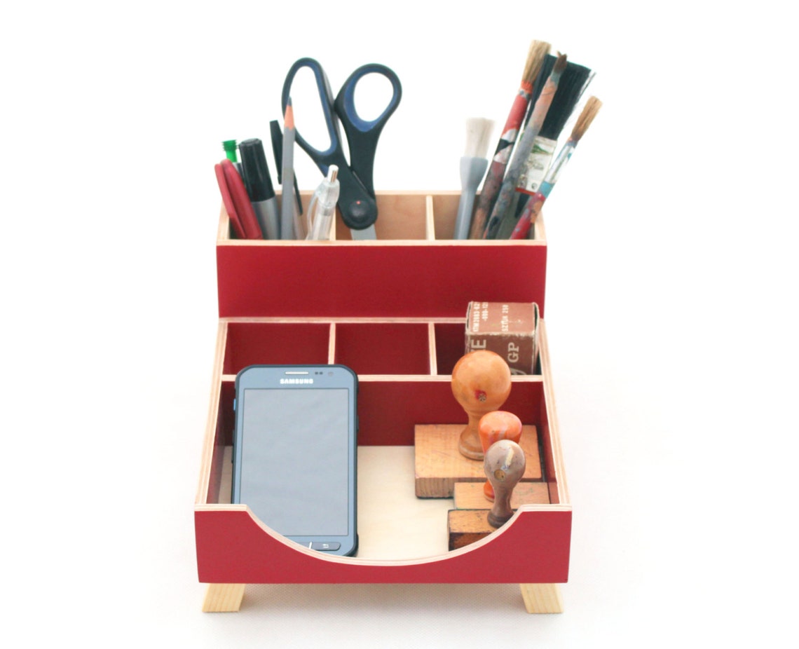 Red Desk Organizer Desk Accessories for Office Desktop Etsy UK