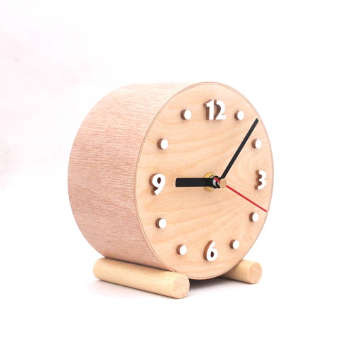 Silent Wooden Desk Clock Table Wood Clock Desk Modern Office Etsy
