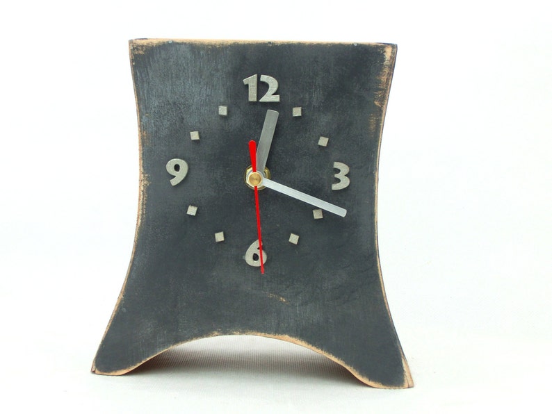 NO TICKING Gray Silver Clock Desk Clock Table Clock Grey Etsy