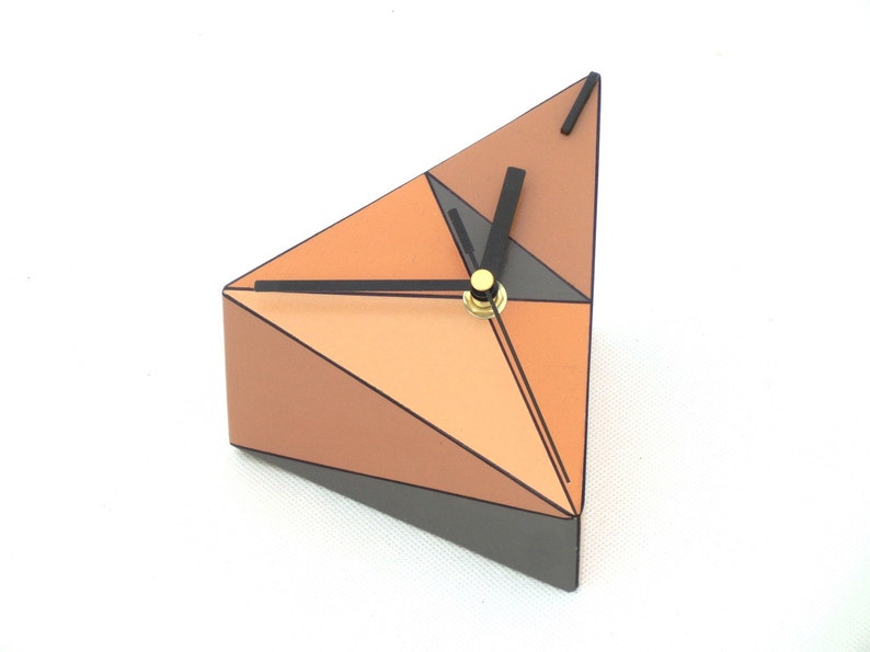 Desk Clock Wood Clock Geometric Table Clock Triangle - Etsy