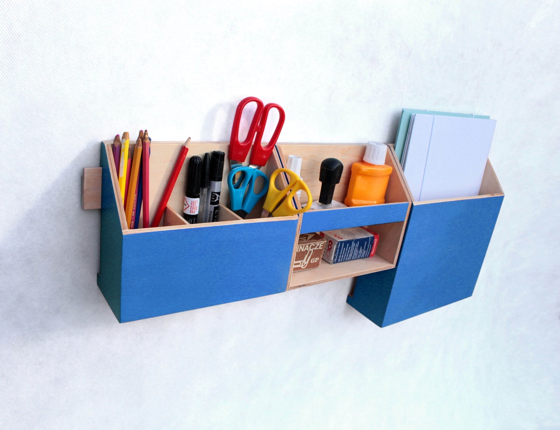 Office Wall Organizer Blue Desk Accessories for Office Etsy