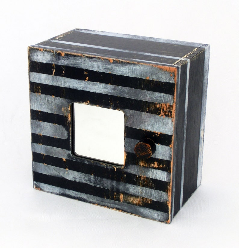 Key Box Black And Withe Box Key Cabinet Black Wall Hanging Etsy