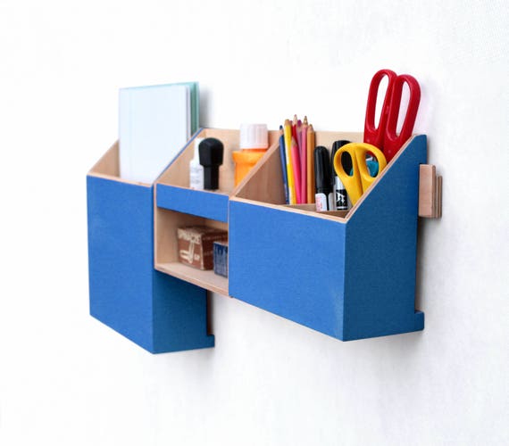 Blue Desk Tidy Pen Paper Clip Stationary Storage Office Desk Organiser 