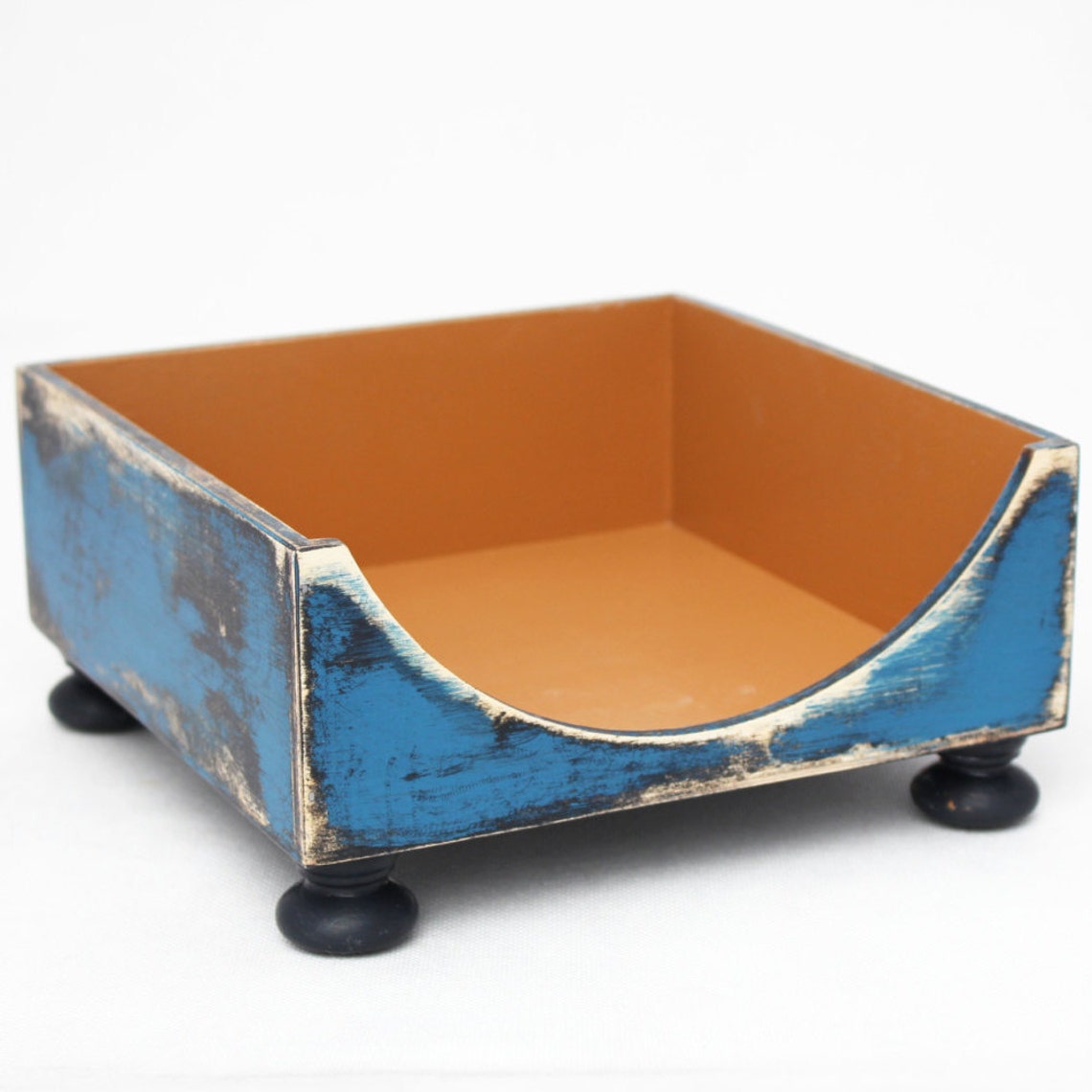 NAPKIN Holder Wooden Napkin Holder Blue Mustard 8 Inch Etsy