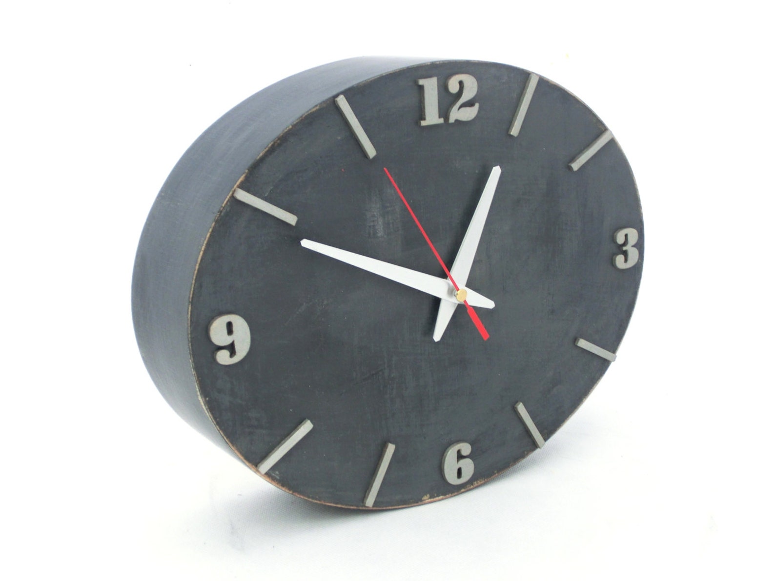 FREE SHIPPING Wall clock Silver Grey clock Wall hanging Etsy