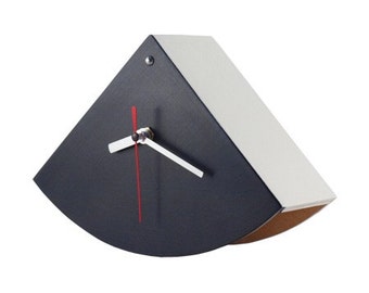 Black & White clock, Wood Desk clock, Table Wooden clock, Handmde Unique gift for him, NO TICKING option, Free shipping plywood office clock