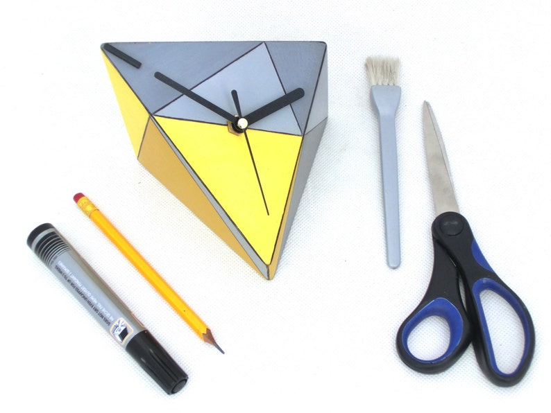 Yellow Desk Clock Spicy Wood Unique Gift Table Clock Etsy