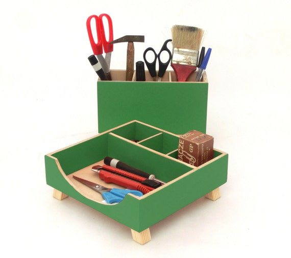 Green Desk Organizer Green Desktop Organizer Desktop Set Etsy