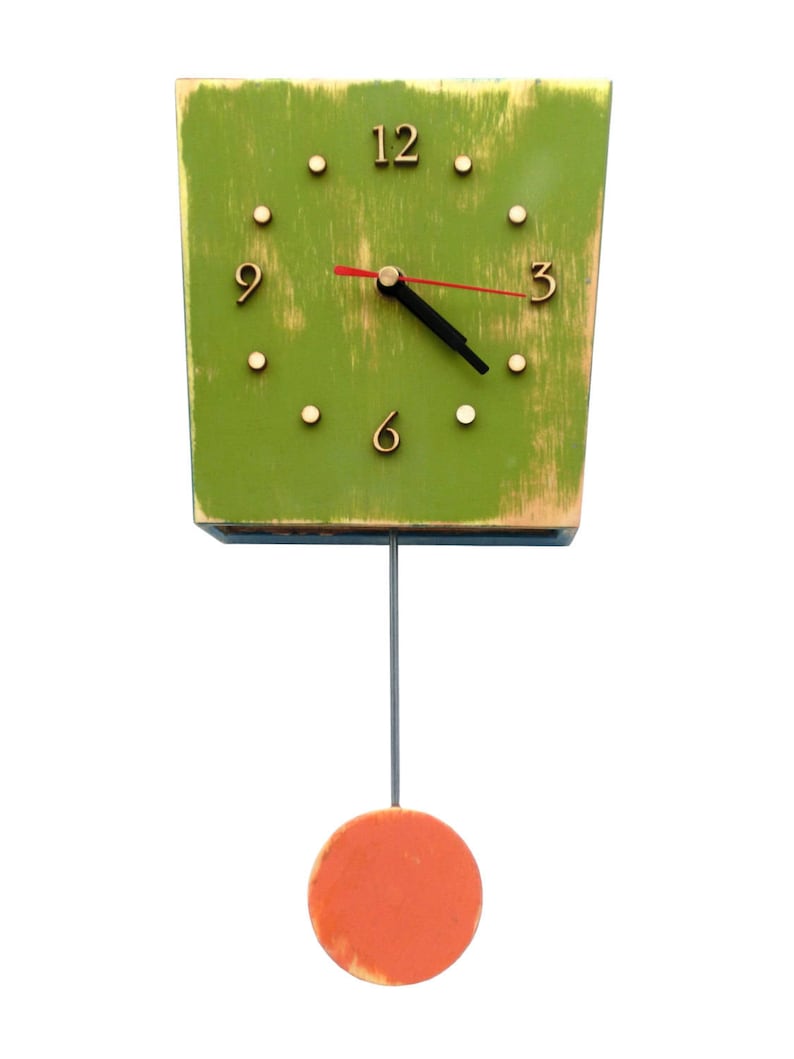Wall Clock Pendulum Multicolor Wall Hanging Clock Green Etsy