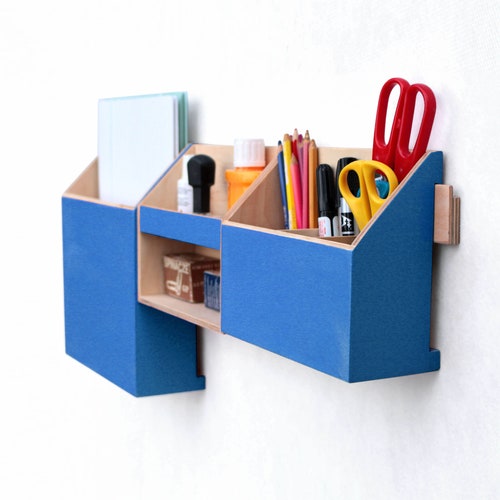 Office Wall Organizer Blue Desk Accessories for Office - Etsy