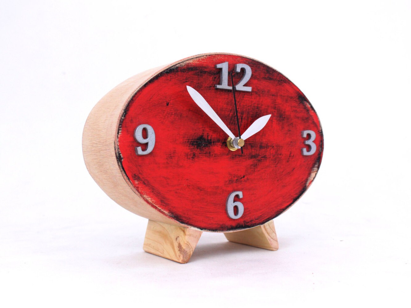 Wood Desk Clock Ellipse Handmade Distressed clock Eco Etsy