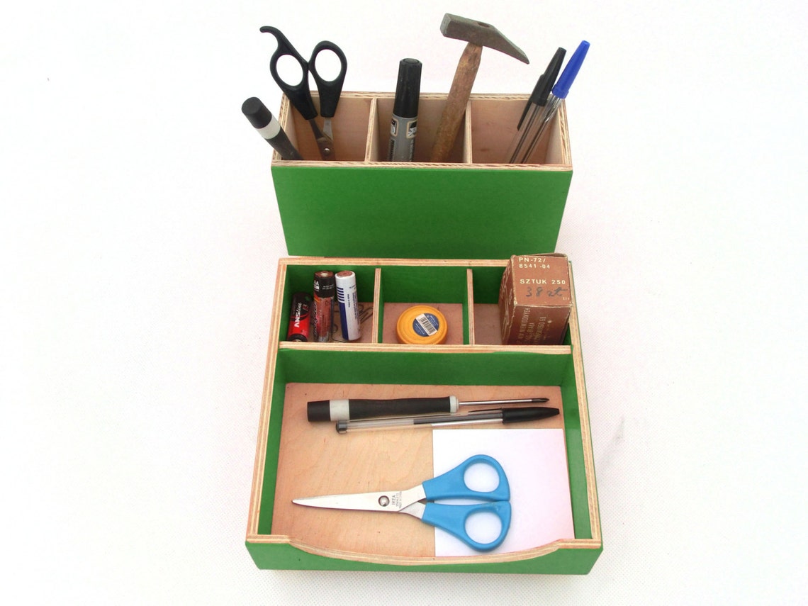 Green Desk Organizer Green Desktop Organizer Desktop Set Etsy