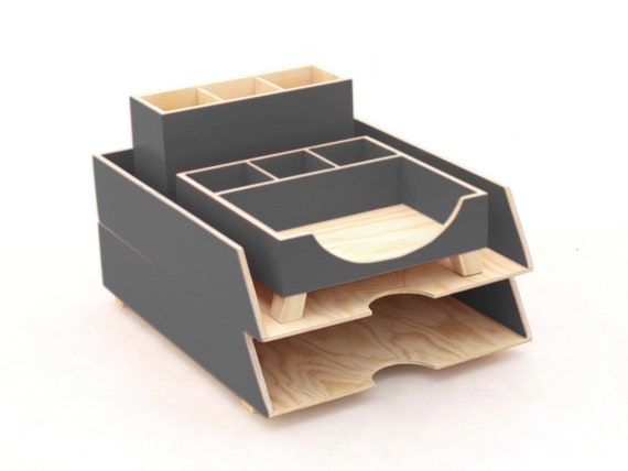 Work Desk Accessories, Desk Organiser Tray, Wooden Desk Set - Bestar