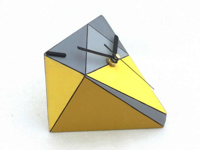 Yellow Desk Clock Spicy Wood Unique Gift Table Clock Etsy