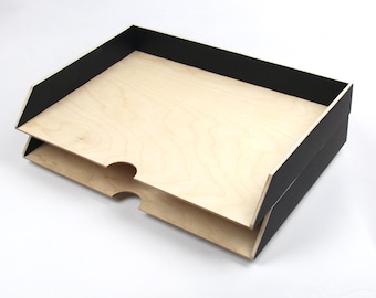 Stackable desk set A3 paper, Desk Oganizer Mail, A3 Wooden Paper Tray Holder, Office Accessories, 2 Stages Document trays, Office Sorter