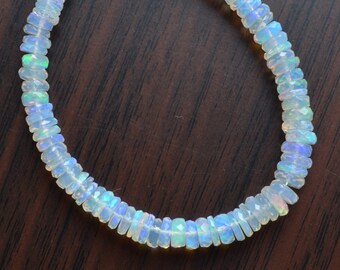 Ethiopian Opal Heishi Rondelles, Gorgeous Faceted Stones, Tyre Disc Heshi, AAA Genuine Gemstone Beads, 3mm 4mm 5mm - 8 inch strand