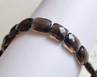 AAA Smoky Quartz Gemstone Beads: Chocolate Brown Faceted Cushion Rectangles, Set of 10