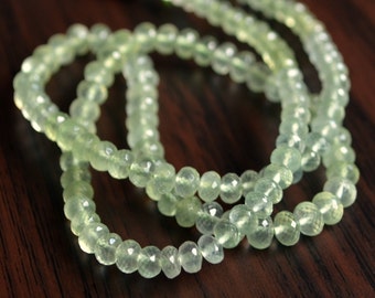 Prehnite Rondelles, Mint Green Beads, Real Gemstone Beads, Semiprecious Stone, AAA Roundel, 3 - 4.5mm - 7 inch strand