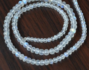 White Rainbow Moonstone Rondelles, Faceted Stone Roundel, Microfaceted, AAA Gemstone Beads, 3.5mm - 5.5mm - 7 inch strand