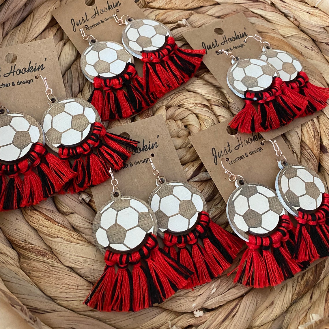 Choose Your Team Colors Soccer Earrings Engraved Wooden Etsy