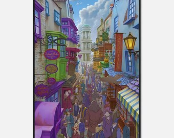Wizarding World Potter Diagon Alley Framed Poster - Magical Wall Art for Home Decor