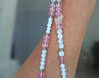 Ciondolo per cellulare con perline di cristallo, catenella per cellulare personalizzata, regalo personalizzato per donne e ragazze