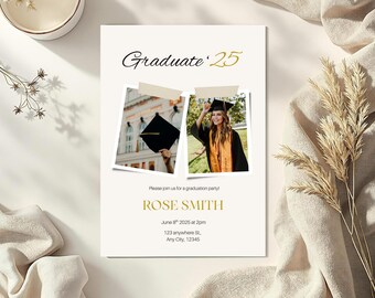 Graduation Invitation 2025 | Editable Canva Template | Printable Grad Party Invite | Digital Graduation Announcement | Class of 2025