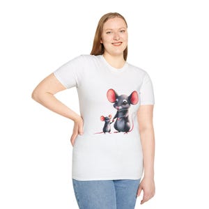 Cute Cartoon Mouse Unisex Softstyle T-Shirt, Adorable Animal Shirt, Gifts for Kids & Families, Fun Party Outfit, Everyday Wear
