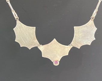 Swinging Bat Necklace w Sapphire